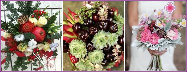 Fancy bridal bouquets in combination with fruit