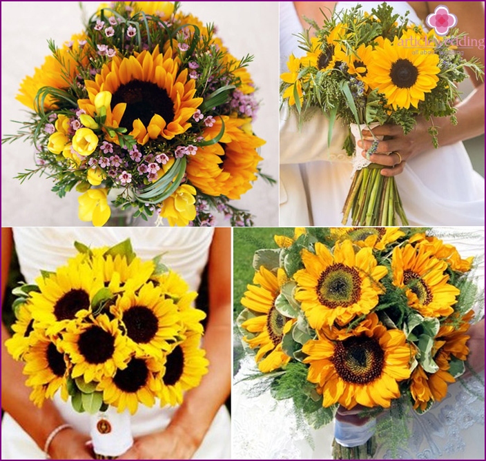 Sunflowers in wedding arrangements