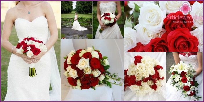 Bouquet composition of two shades of roses for the bride and groom