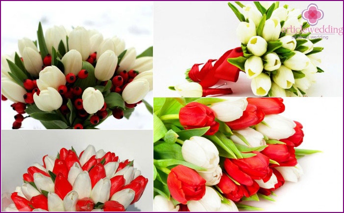 Tulipes dans un bouquet de mariée