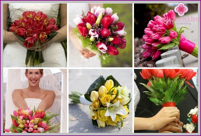 Bright bouquets of tulips