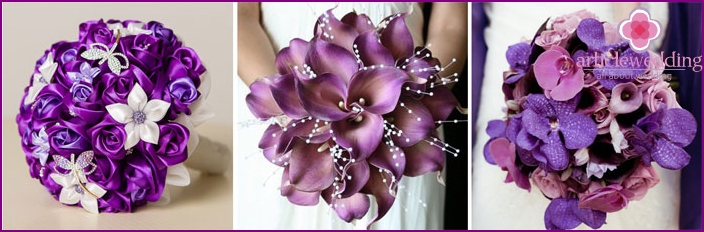Finom lila virágok egy esküvőre