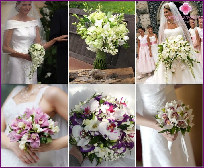 Phalaenopsis et freesia dans un bouquet de mariée