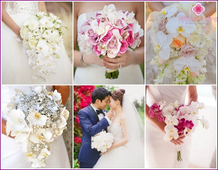 Wedding bouquets of delicate orchids