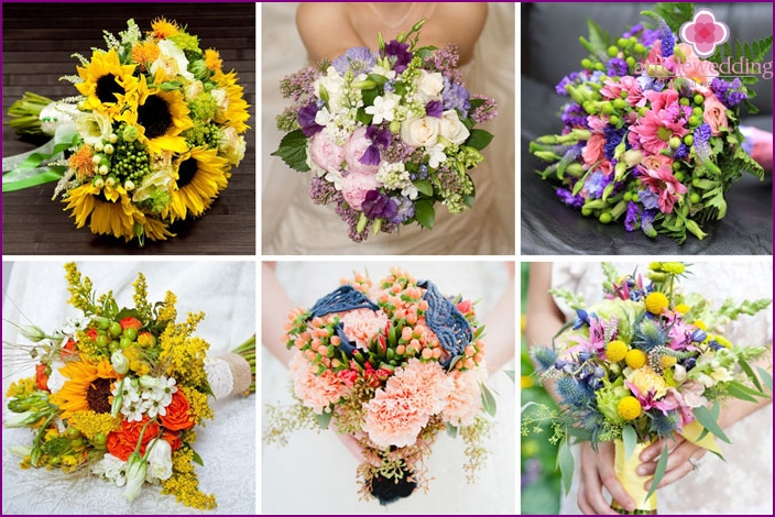 Bright spring flower arrangement for the bride