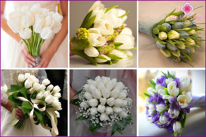 Tulipes dans un arrangement de fleurs de jeunes mariés