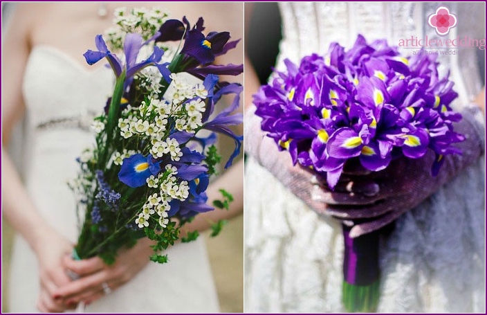 Variants of a wedding attribute with irises