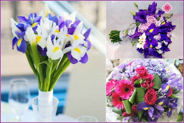 Beautiful options for wedding bouquets with iris