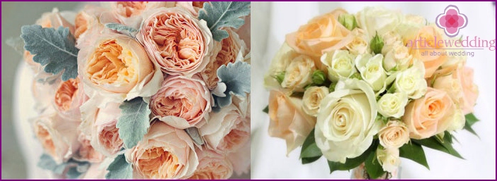 Forms of wedding bouquets for the bride