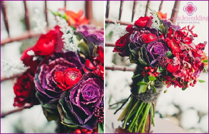 Purple palette of a wedding bouquet