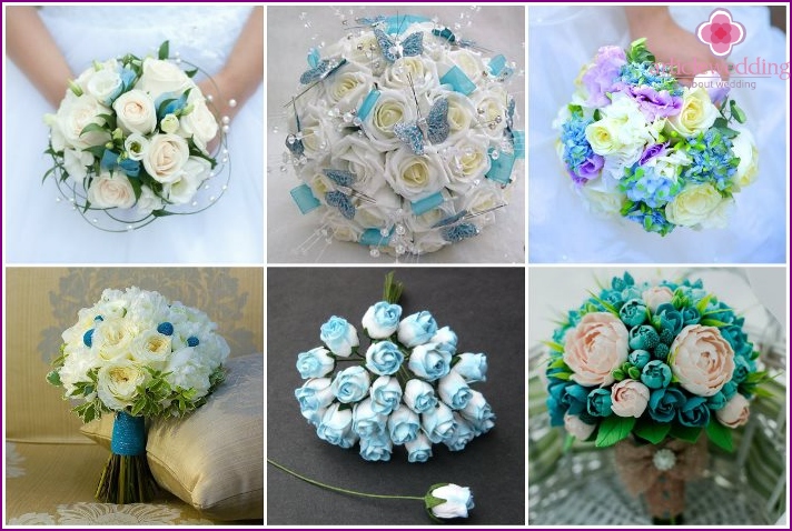 Turquoise wedding arrangement with roses