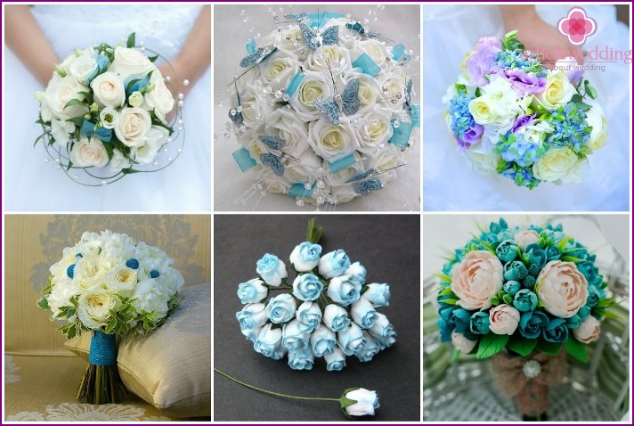 Arrangement de mariage turquoise avec roses