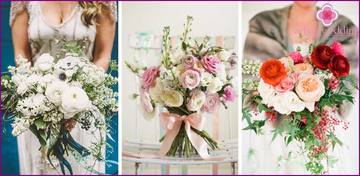 Tattered ranunculus bouquets