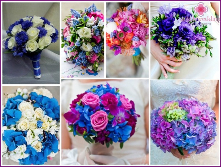 Variety of colors in blue wedding colors