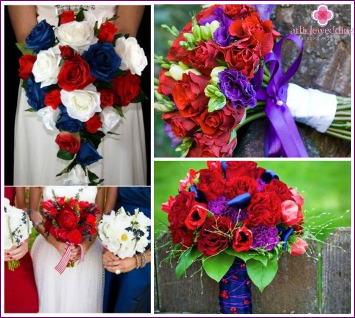 Red-blue gamut of colors in a bouquet