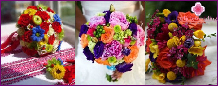 باقة الزفاف بألوان زاهية من قوس قزح