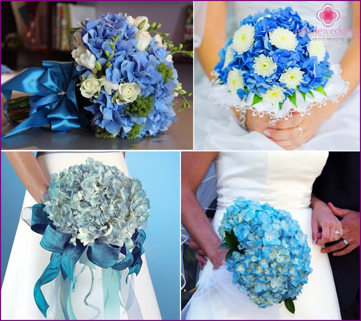 Fleurs turquoise pour la mariée et le marié