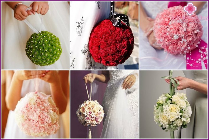 Blumenstrauß in Form eines Balls für eine Hochzeit