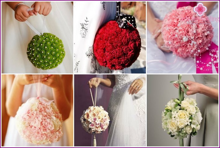 Bouquet a forma di palla per un matrimonio