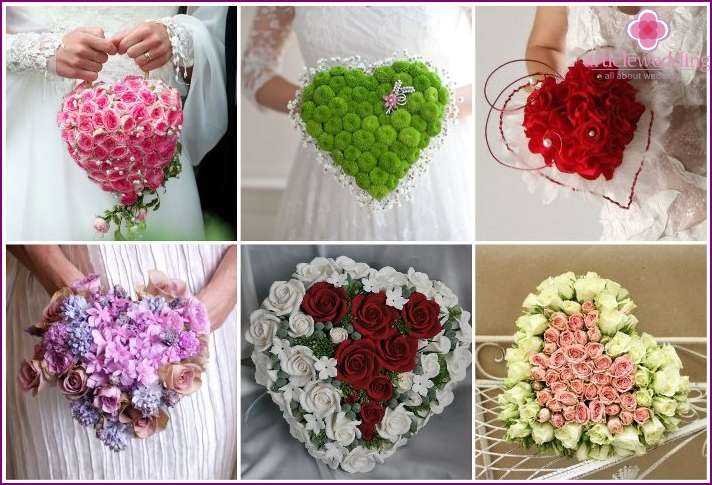 Original wedding bouquet in the shape of a heart