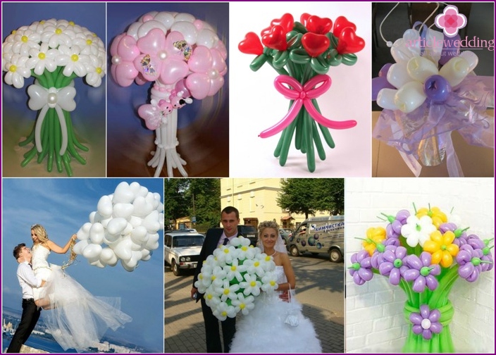 Palloncini in un bouquet da sposa