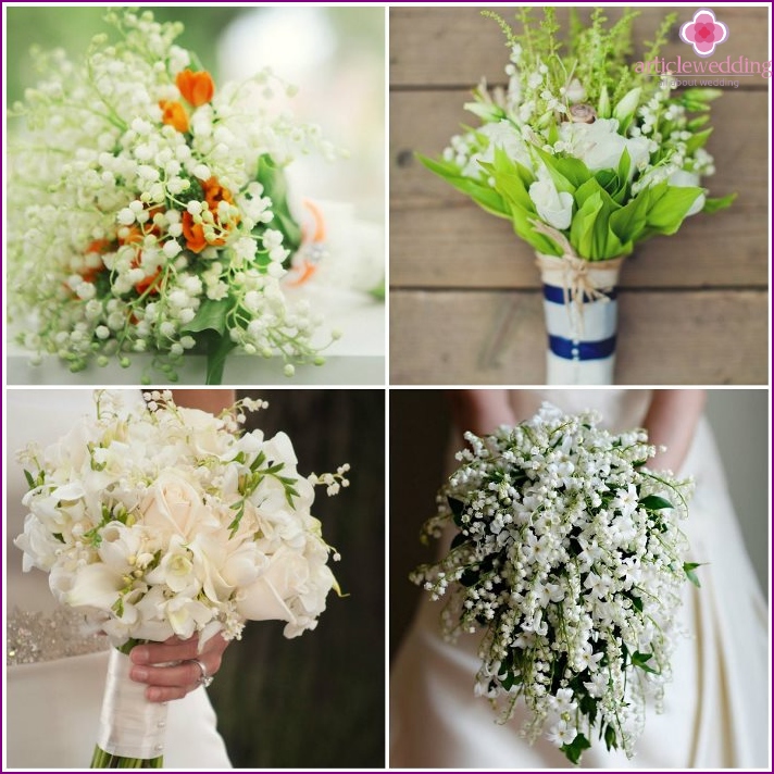 Lilies of the valley in a flower arrangement of a bride