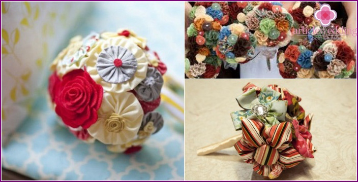 Bright options for a bouquet with a fabric
