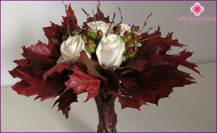 Autumn leaves for creative wedding composition