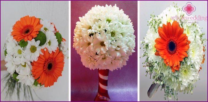 Fleuriste de mariage avec des chrysanthèmes