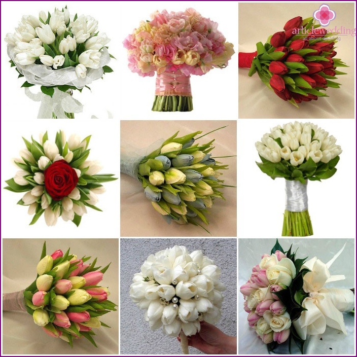 زهور الزفاف: تركيبات زهور التوليب