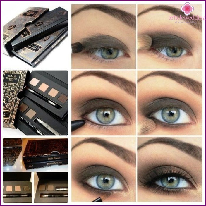 Smoky eyes technique for gray eyes