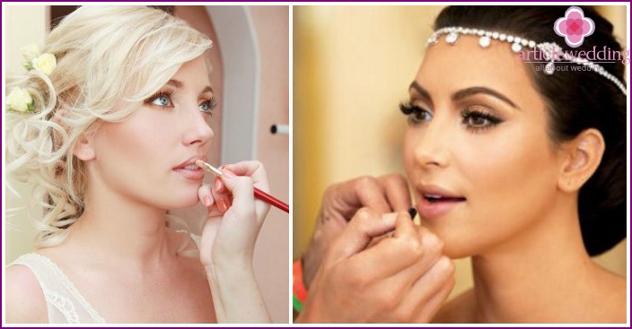 Lipstick and lip contour for a blonde bride