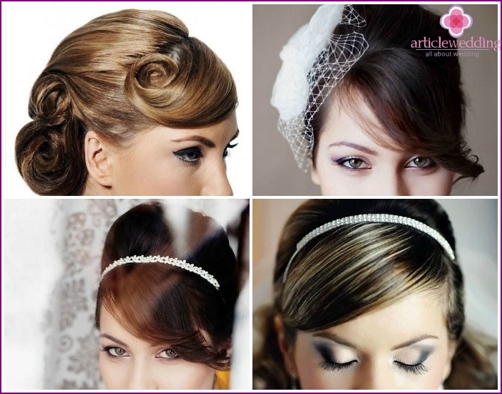 How long-haired bride beautifully lay asymmetrical bangs