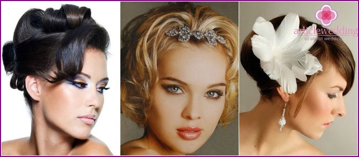 Different styling options for short-haired brides