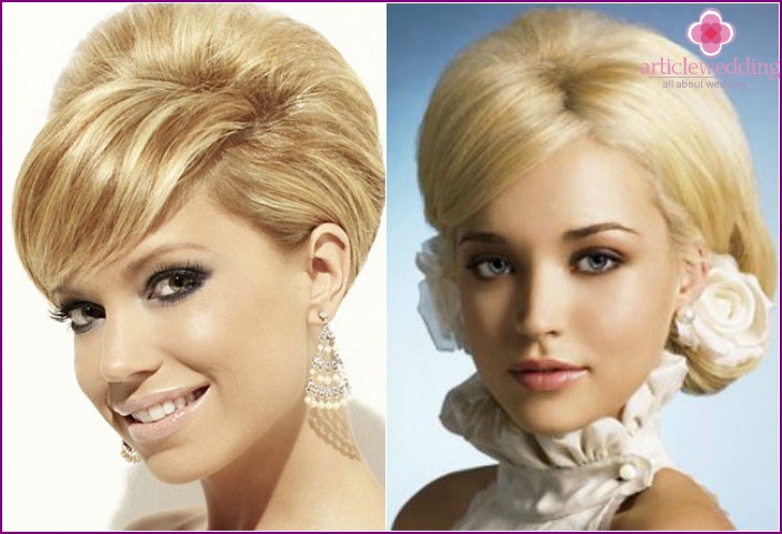 Short hairstyle for the wedding: bouffant