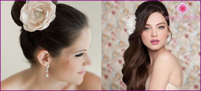 Full face hairstyle with flowers