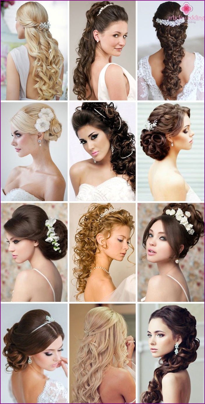 Photos of successful wedding hairstyles