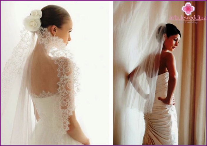 Medium length wedding styling and veil