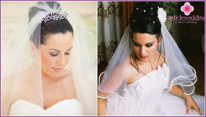 الصورة: تسريحات الشعر عالية لحفل الزفاف مع الحجاب