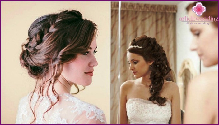 Options for wedding hairstyles with diadem and braid