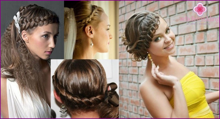 Photo: hairstyles with elements of Greek weaving