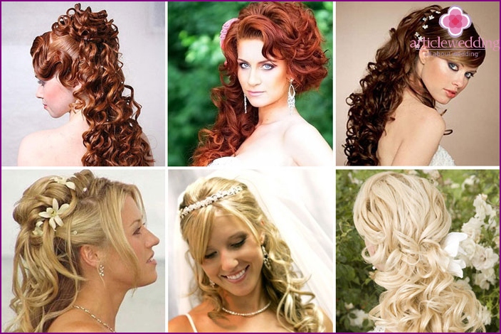 Volumetric curls at the back for wedding styling