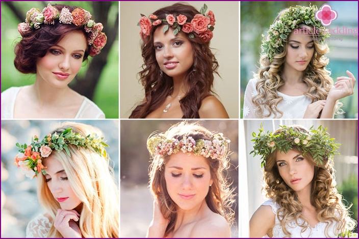 Folk style wedding hairstyle without veil