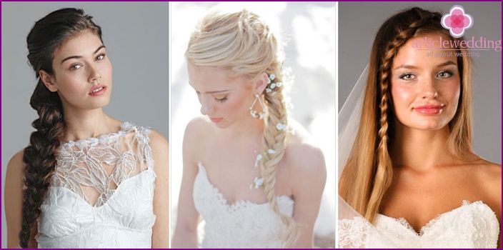 Hairstyles with weaving elements for a wedding