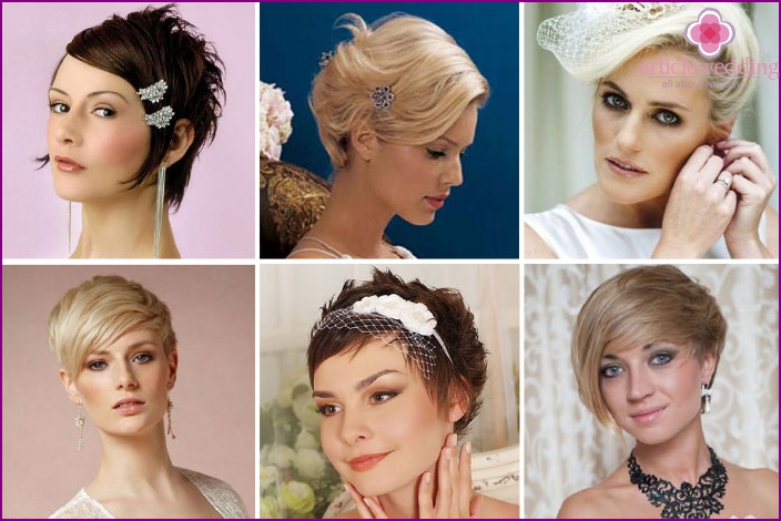 Short haired wedding hairstyle