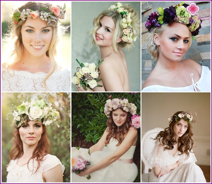 Couronne de mariage de fleurs et de baies