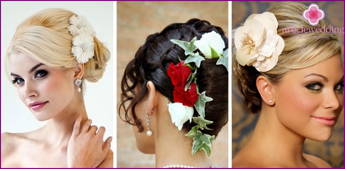 Hairstyle shell with flowers