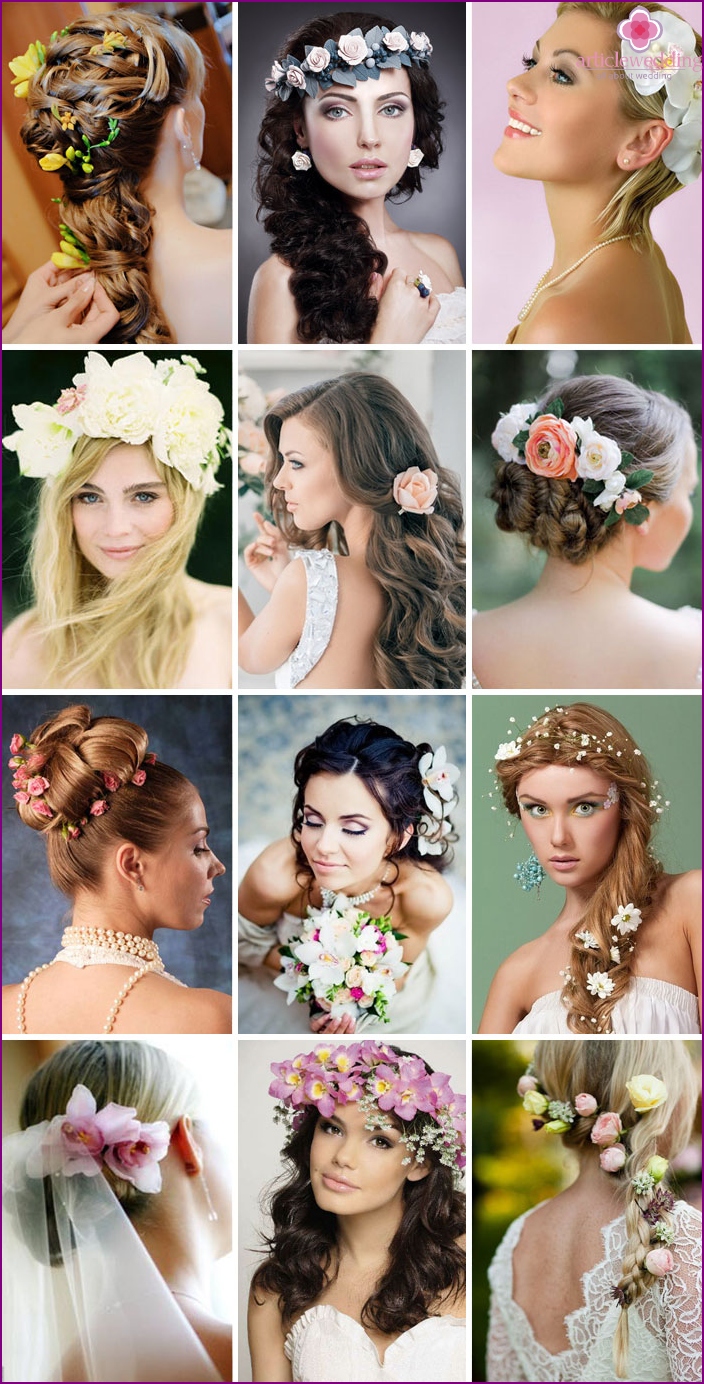 Acconciature da sposa con fiori nei capelli