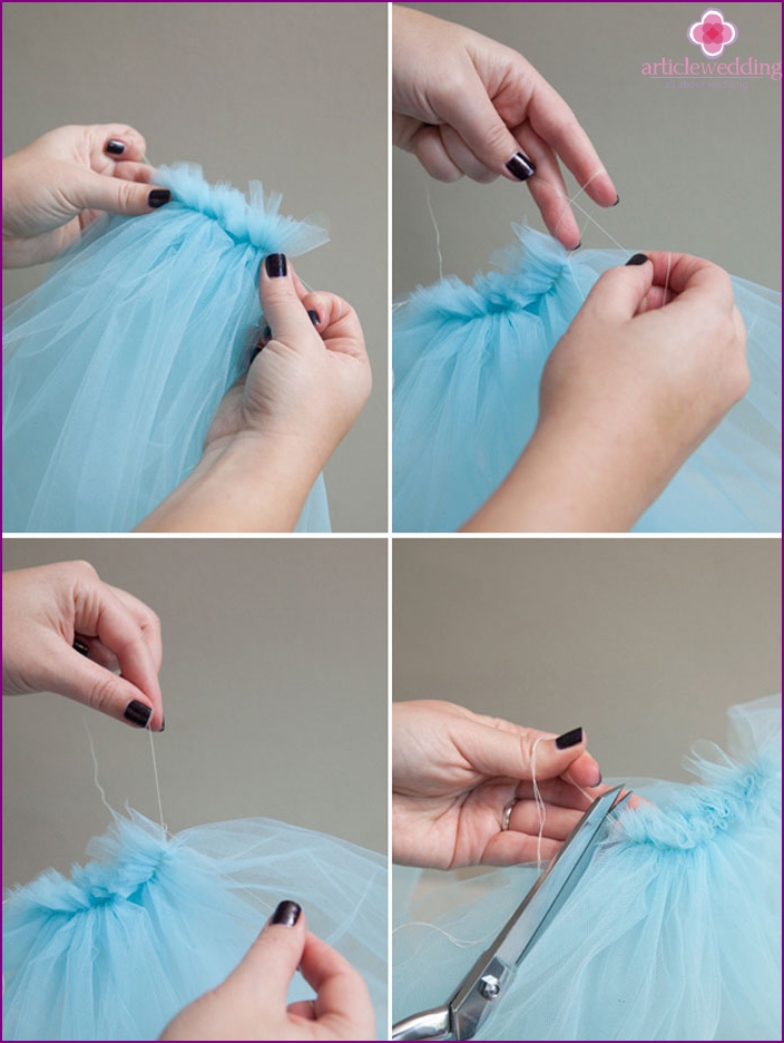 DIY veil: fasten the threads