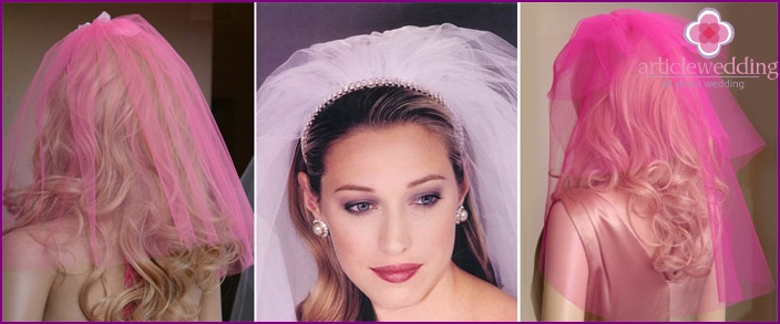 حجاب زفاف وردي